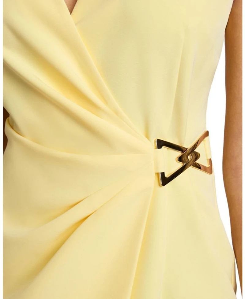 TILLY Sleeveless Faux Wrap Dress Techno Crepe