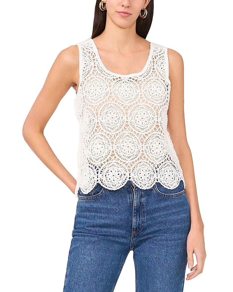 1.state Crochet Open Weave Top