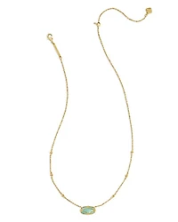 Elisa Lattice Framed Mother Of Pearl Pendant Necklace 14K Gold Plated, 19"