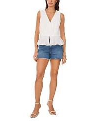 Pintuck V Neck Peplum Tank