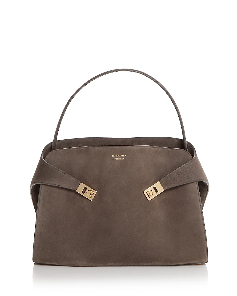 Ferragamo Hug Suede Top Handle Bag