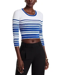 L'Agence Yukio Striped Crop Crewneck Top