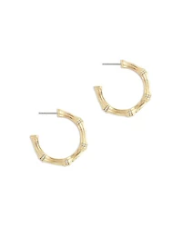 Pavé Bamboo Medium Hoop Earrings 18K Gold Plated
