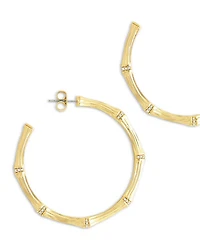 Pavé Bamboo Large Hoop Earrings in 18K Gold Plated