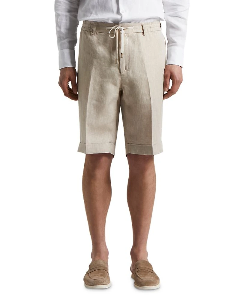Linen Drawstring Bermuda Shorts