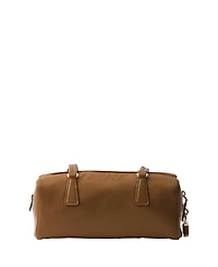 Re-Nylon and Leather Medium Top-Handle Bag with Padlock