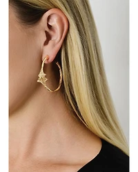 Pavé Ginkgo Leaves Hoop Earrings