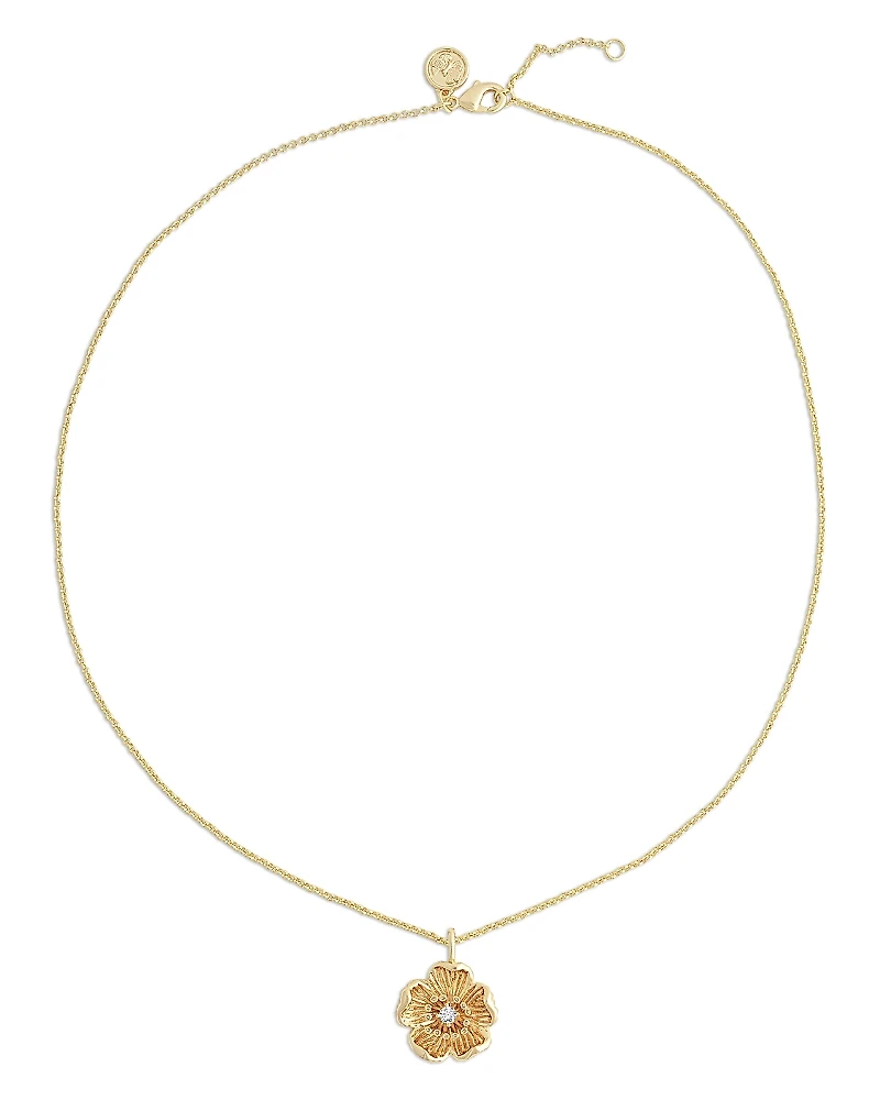 Anabel Aram Wildflowers Pave Flower Pendant Necklace