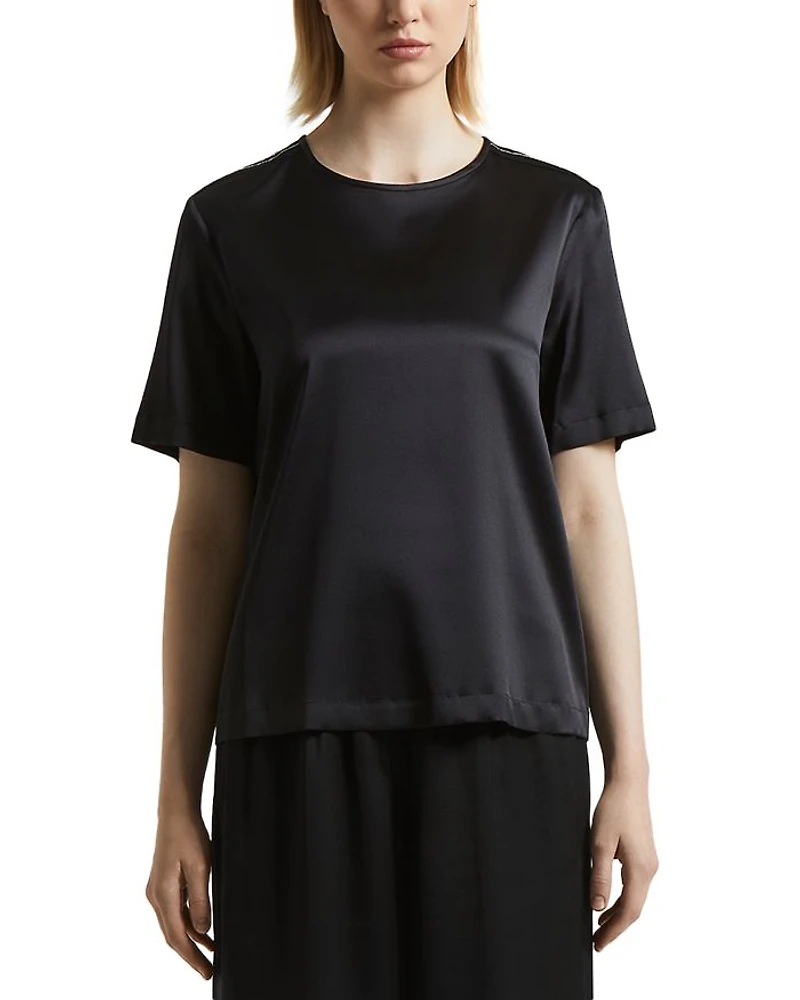 Silk Blend Short Sleeve Blouse