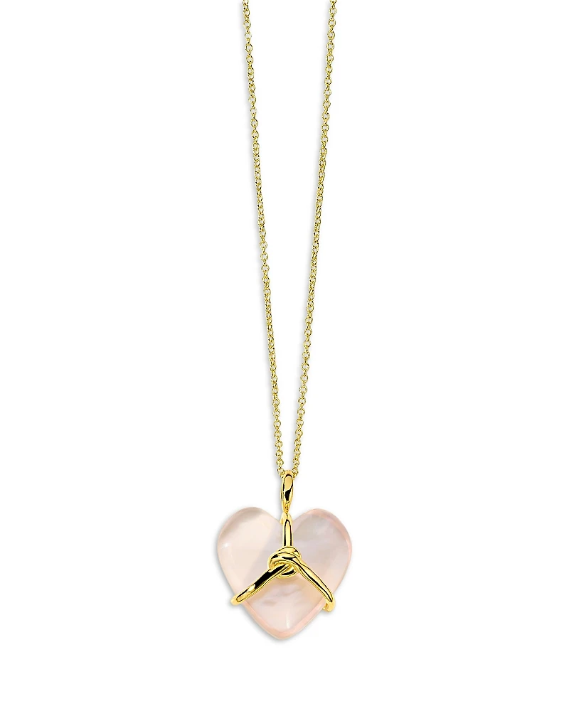 Ippolita 18K Yellow Gold Rock Candy Wrapped Rose Quartz Heart Pendant Necklace, 30