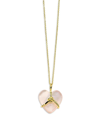 Ippolita 18K Yellow Gold Rock Candy Wrapped Rose Quartz Heart Pendant Necklace, 30