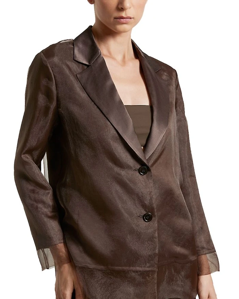 Single Breasted Mesh Overlay Jacket