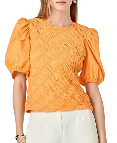 English Factory Women's Asymmetrical Smocked Top