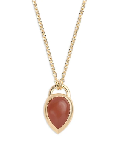 14K Yellow Gold Brown Moonstone Pendant Necklace, 16-20"
