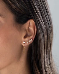 Double Cubic Zirconia Chain Front To Back Earrings