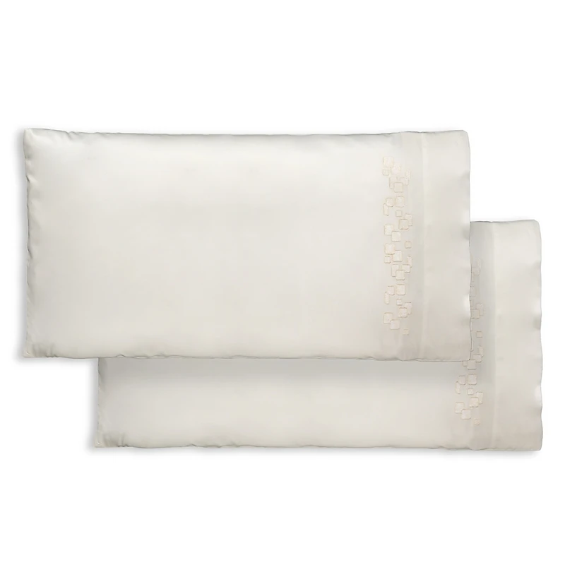 Dea Luxury Linens Matera Embroidered King Pillowcase, Pair