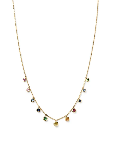 Bloomingdale's Fine Collection Rainbow Sapphire Bezel Drop Station Necklace