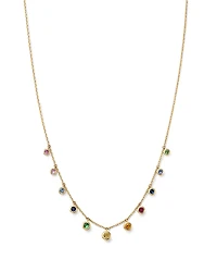 Bloomingdale's Fine Collection Rainbow Sapphire Bezel Drop Station Necklace
