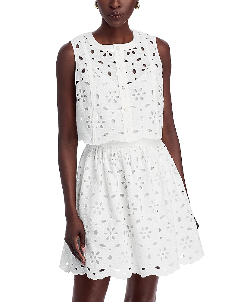 Milly Nicolette Sleeveless Floral Eyelet Dress