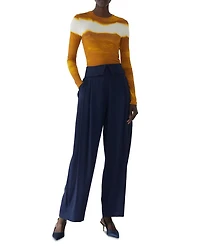 Foldover Waistband Pleated Pants