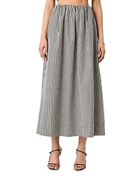 French Connection Gingham Ruched Waist Midi Skirt