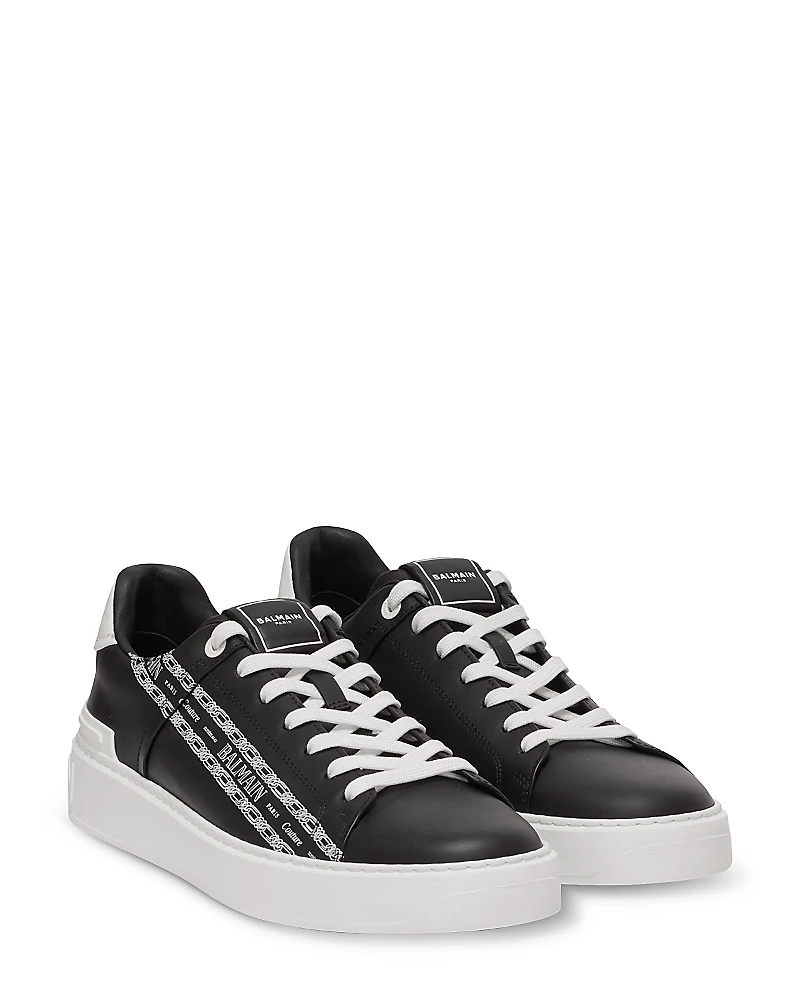Balmain Men's B-Court Chain Logo Lace Up Sneakers