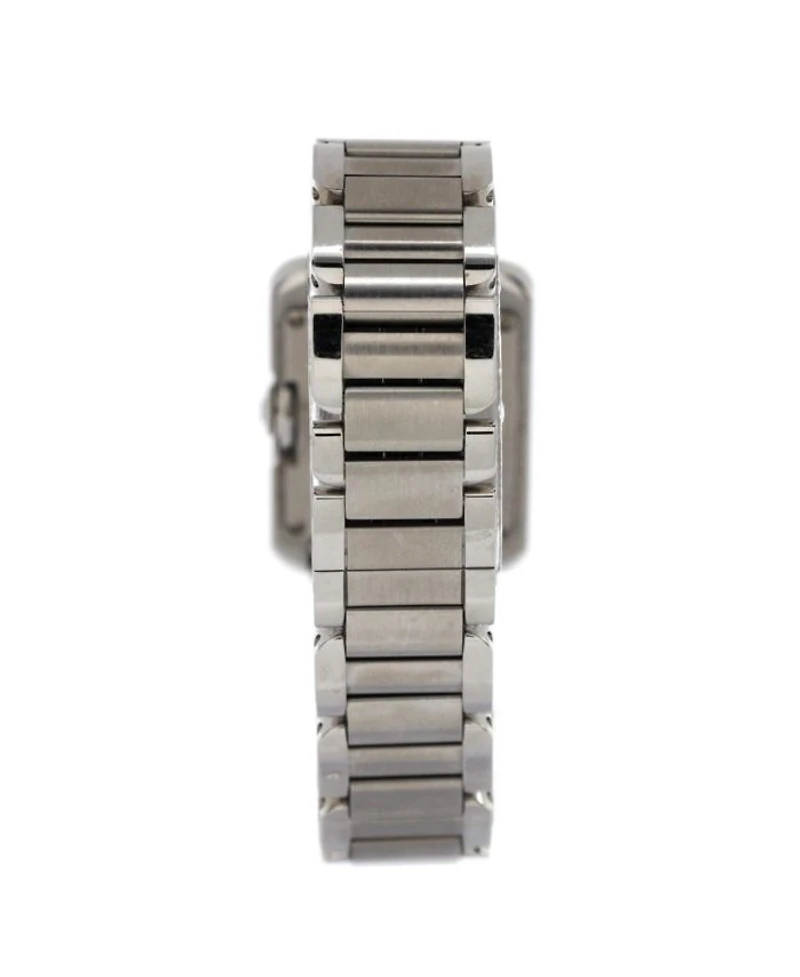 Tank Anglaise Quartz Watch in Stainless Steel with Diamond Markers 23mm