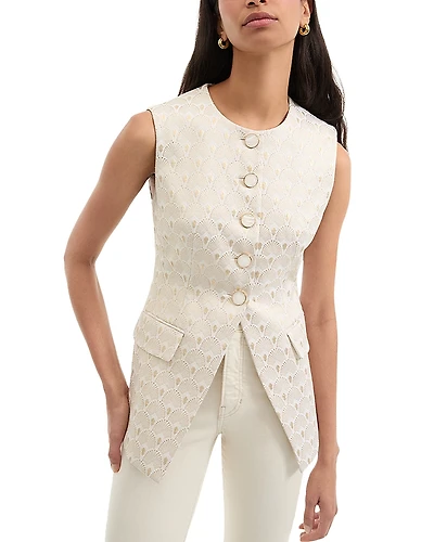 Veronica Beard Lois Metallic Embroidered Vest