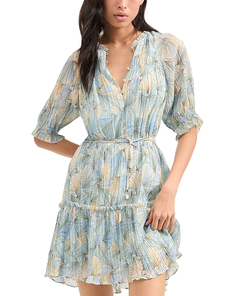 Veronica Beard Dorrie Printed Button Front Mini Dress