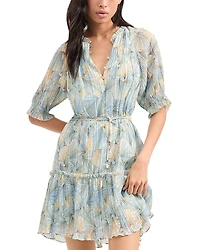 Veronica Beard Dorrie Printed Button Front Mini Dress