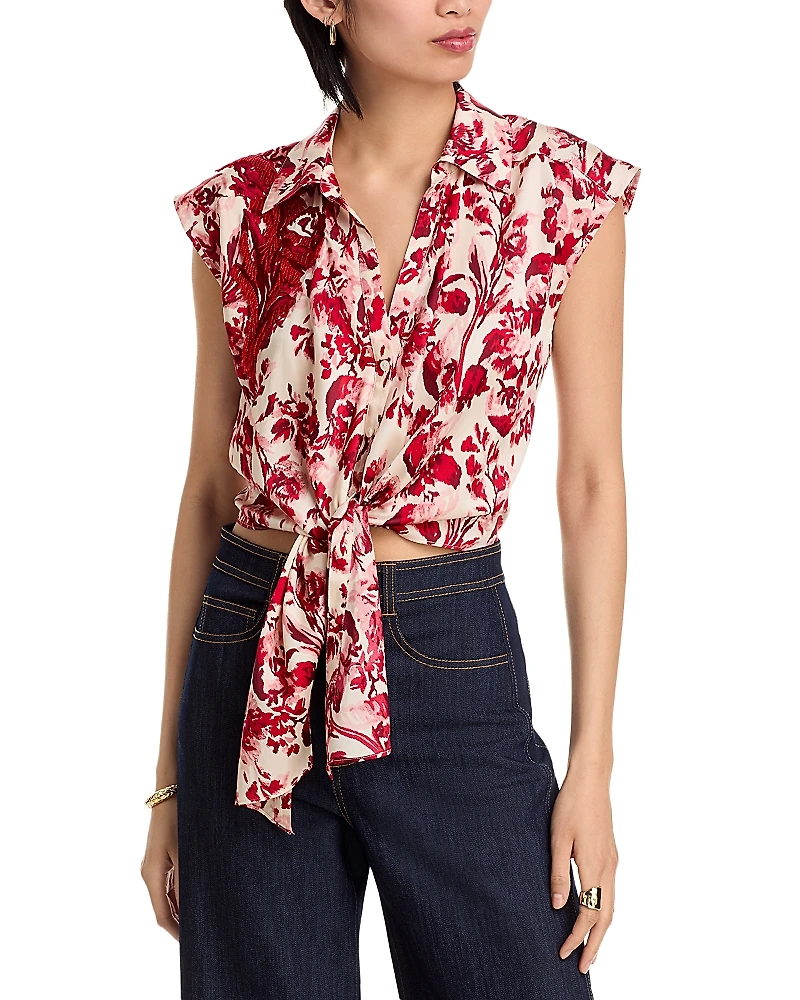 Cinq a Sept Floral Ribbons Marianna Sleeveless Blouse