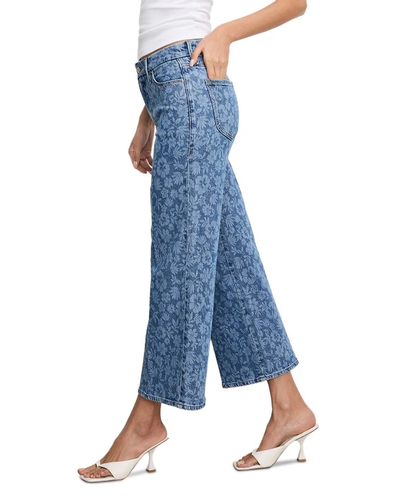 Good Waist Cropped Palazzo Jeans Hibiscus Bloom