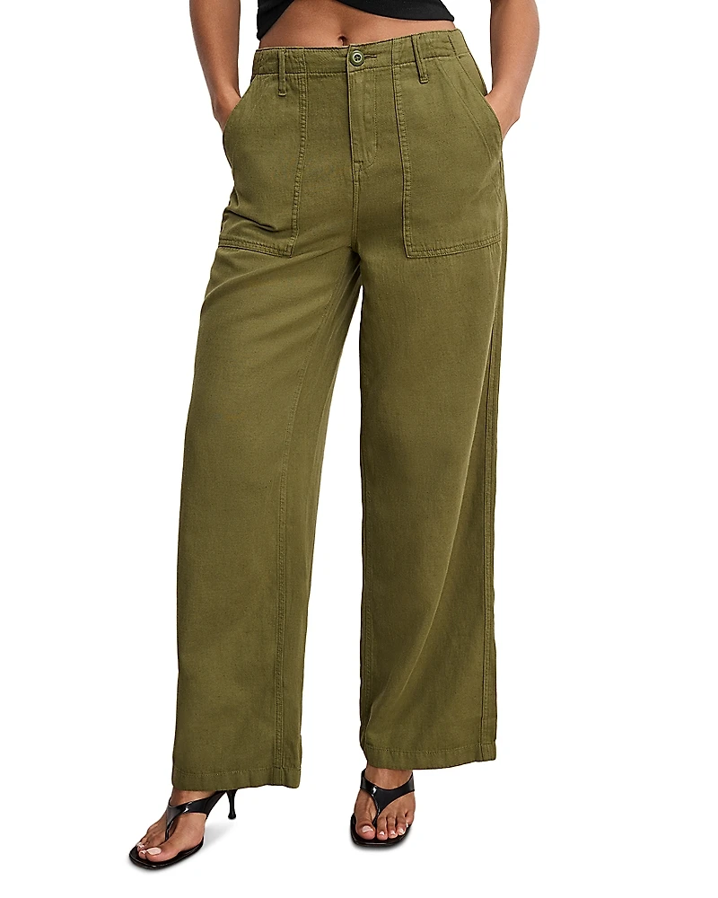 Good American Lite Linen Blend Pants