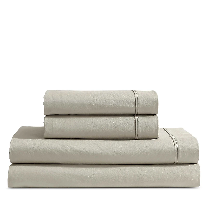 Calvin Klein Solid Washed Percale Cotton 4 Piece Sheet Set