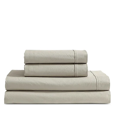 Calvin Klein Solid Washed Percale Cotton 4 Piece Sheet Set