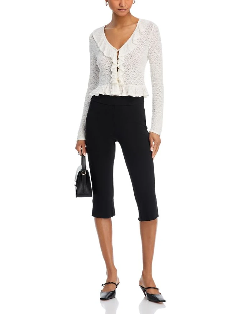 Nilah Ruffled Peplum Cropped Cardigan