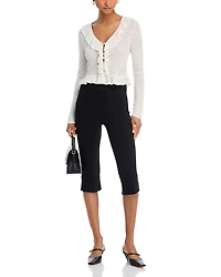 Nilah Ruffled Peplum Cropped Cardigan