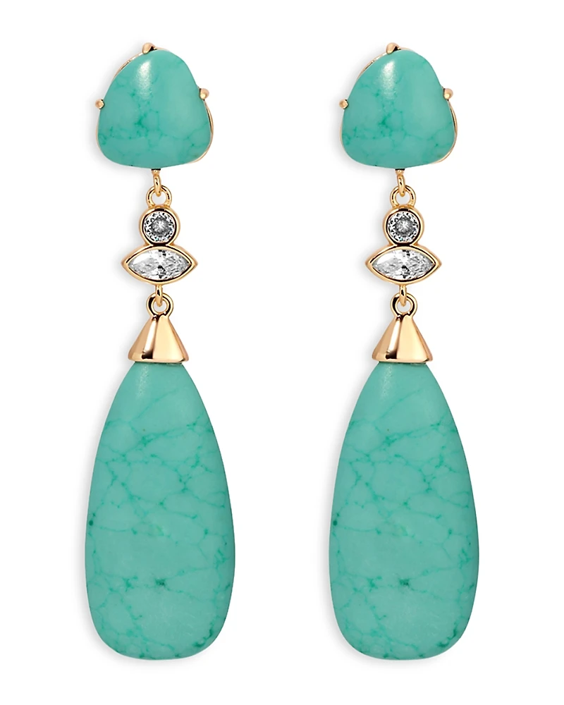Ettika Turquoise Solstice Turquoise & Cubic Zirconia Linear Drop Earrings