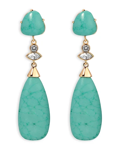 Ettika Turquoise Solstice Turquoise & Cubic Zirconia Linear Drop Earrings