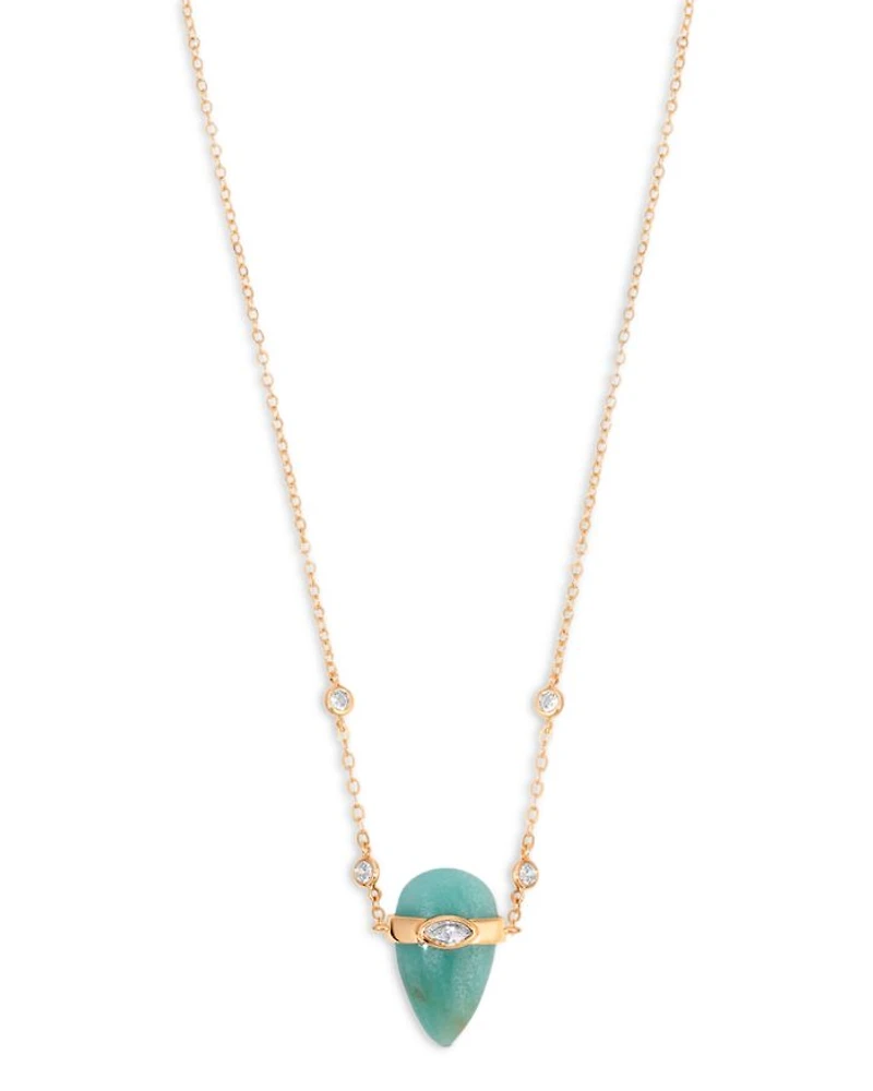 Turquoise Solstice Turquoise & Cubic Zirconia Pendant Necklace, 14"-17"