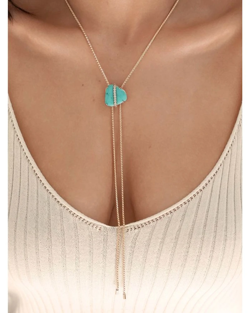 Turquoise Solstice Turquoise & Cubic Zirconia Lariat Necklace, 33"