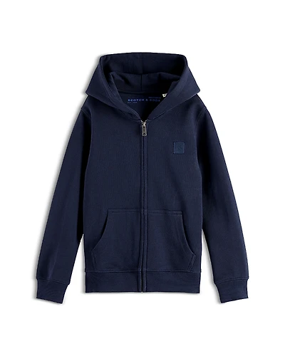 Scotch & Soda Boys' Core Regular Fit Logo Badge Zip Up Hoodie - Little Kid, Big Kid