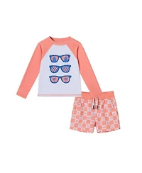 Boys' Sunglasses & Beach Vibes Rashguard and Swim Trunk Set - Little Kid, Big Kid