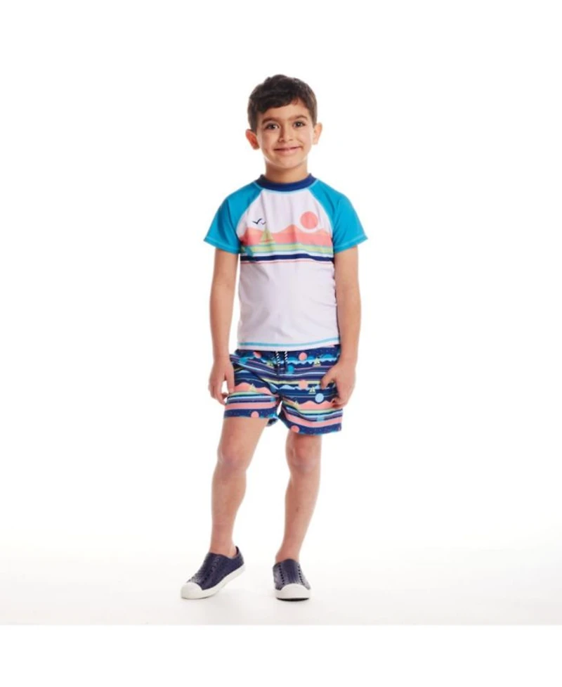 Boys' Sailboat Horizon Rashguard and Swim Trunk Set - Little Kid