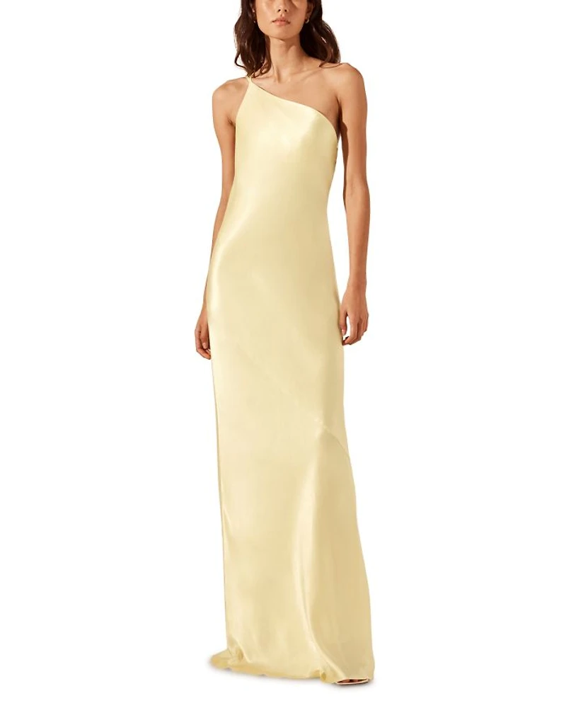 La Lune One Shoulder Cowl Back Gown