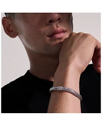 Classic Chain Sterling Silver Bracelet with Diamond Pavé