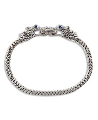 Sterling Silver Legends Naga Blue Sapphire Double Dragon Chain Bracelet