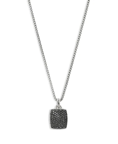 John Hardy Men's Sterling Silver Id Black Sapphire Tag Pendant Necklace, 22