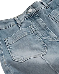 Sakura Flare Patch Pocket Jeans Light Blue