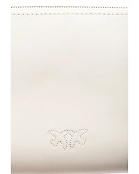 Horizontal Flat Mini White Leather Wristlet